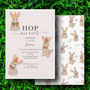 Invitation Fête d'anniversaire Coquette Florale Lapin de Pâqu