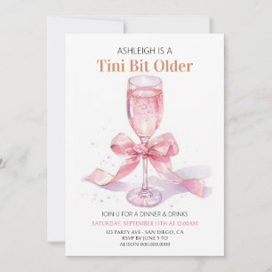 Invitation Fête d'anniversaire Coquette Rose Martini