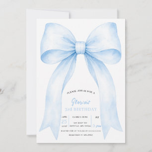 Invitation Fête d'anniversaire Coquette Ruban Bleu