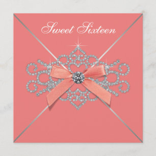 Invitation Fête d'anniversaire Corail Diamants Corail Sweet 1