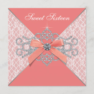 Invitation Fête d'anniversaire Corail Diamants Corail Sweet 1