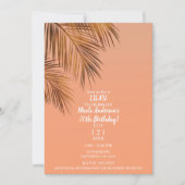 Invitation Fête d'anniversaire Corail Palme Bronze Bahama Bre (Devant)