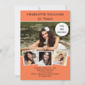 Invitation Fête d'anniversaire corail photo collage luxe (Devant)