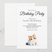 Invitation fête d'anniversaire, couleur de l'eau bébé calico  (Devant / Derrière)