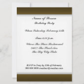 Invitation Fête d'anniversaire couleur or (Dos)