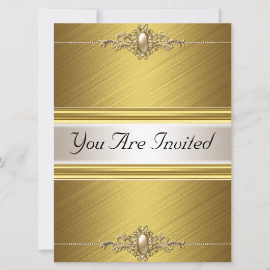 Invitation Fête d'anniversaire couleur or (Devant)