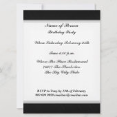 Invitation Fête d'anniversaire couleur or noir (Dos)