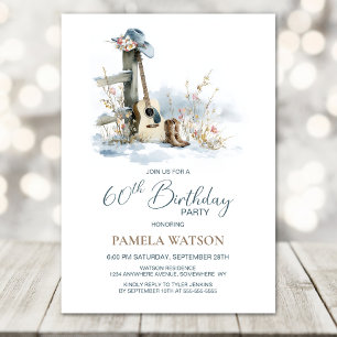 Invitation Fête d'anniversaire Country et Western pour 60 ans