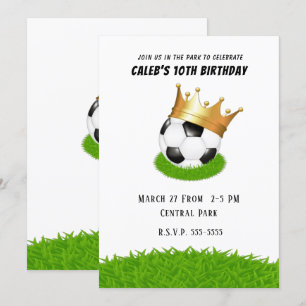 Invitation Fête d'anniversaire Couronne Royale en Or du Footb