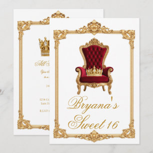 Invitation Fête d'anniversaire Couronnée de Chaise Royale en 