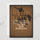 Invitation Fête d'anniversaire Cowboy Western cuir (Devant)