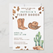 Invitation Fête d'anniversaire Cowboy Wild West 1er Rodéo  (Devant)