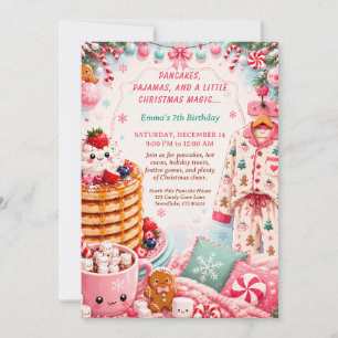Invitation Fête d'anniversaire Crêpes de Noël & Pyjamas