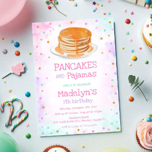 Invitation Fête d'anniversaire Crêpes et Pyjamas