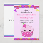 Invitation Fête d'anniversaire Cupcake (Devant / Derrière)