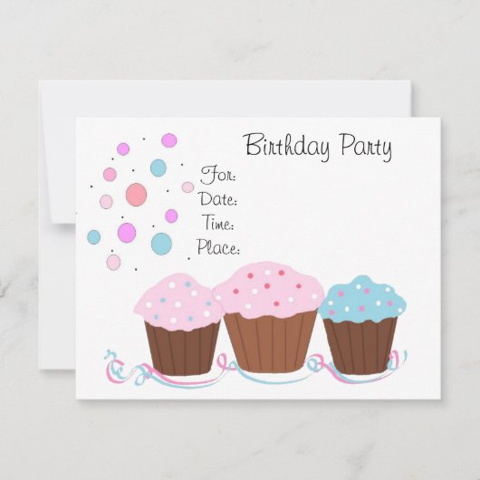 Invitation Fête d'anniversaire Cupcake (Devant)