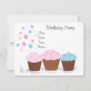 Invitation Fête d'anniversaire Cupcake