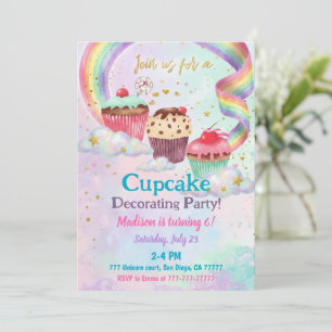 Invitation Fête d'anniversaire Cupcake 6 ans Party de bonbons