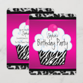 Invitation Fête d'anniversaire Cupcake pour filles (Devant / Derrière)