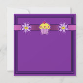 Invitation Fête d'anniversaire Cupcake Violet pour Filles (Dos)