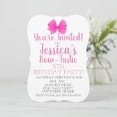 Invitation Fête d'Anniversaire Cute Big Pink Bow Bow Tastic (Debout devant)