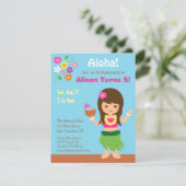 Invitation Fête d'anniversaire Cute Hawaii Hula Girl Luau (Debout devant)