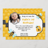 Invitation Fête d'anniversaire d'abeille (Devant / Derrière)