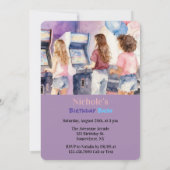 Invitation Fête d'anniversaire d'adolescente néon aquarelle à (Dos)