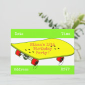 Invitation Fête d'anniversaire d'adolescents de planche à (Debout devant)