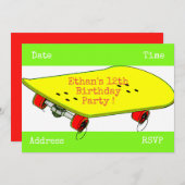 Invitation Fête d'anniversaire d'adolescents de planche à (Devant / Derrière)