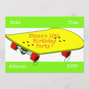 Invitation Fête d'anniversaire d'adolescents de planche à