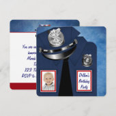 Invitation Fête d'anniversaire d'agent de police (Devant / Derrière)