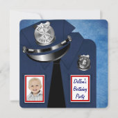 Invitation Fête d'anniversaire d'agent de police (Devant)