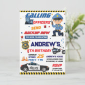 Invitation Fête d'anniversaire d'agent de police moderne pers (Debout devant)