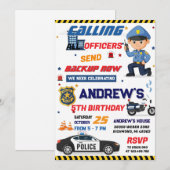 Invitation Fête d'anniversaire d'agent de police moderne pers (Devant / Derrière)