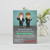 Invitation Fête d'anniversaire d'agent secret (Debout devant)
