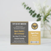 Invitation Fête d'anniversaire d'agent secret cool (Debout devant)