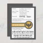 Invitation Fête d'anniversaire d'agent secret de mot de passe (Devant / Derrière)