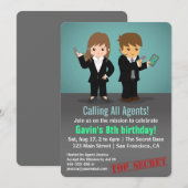 Invitation Fête d'anniversaire d'agent secret pour enfants (Devant / Derrière)