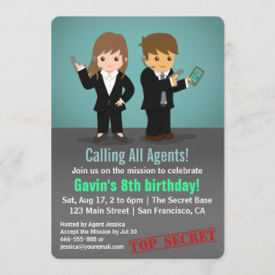 Invitation Fête d'anniversaire d'agent secret pour enfants
