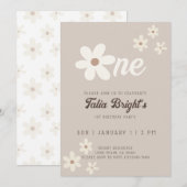 Invitation Fête d'anniversaire Daisy ambiance naturelle Bohèm (Devant / Derrière)