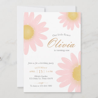 Invitation Fête d'anniversaire Daisy boho floral n'importe qu