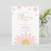 Invitation Fête d'anniversaire Daisy boho floral n'importe qu (Debout devant)
