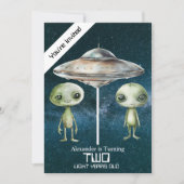 Invitation Fête d'anniversaire d'alien de l'espace extra-atmo (Devant)