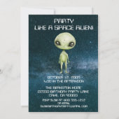 Invitation Fête d'anniversaire d'alien de l'espace extra-atmo (Dos)