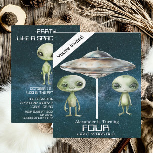 Invitation Fête d'anniversaire d'alien de l'espace extra-atmo