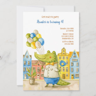 Invitation Fête d'anniversaire d'alligator