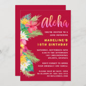 Invitation Fête d'anniversaire d'Aloha Hawaiian Luau (Devant / Derrière)