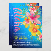 Invitation Fête d'anniversaire d'Aloha Luau (Devant / Derrière)