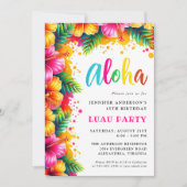 Invitation Fête d'anniversaire d'Aloha Luau (Devant)